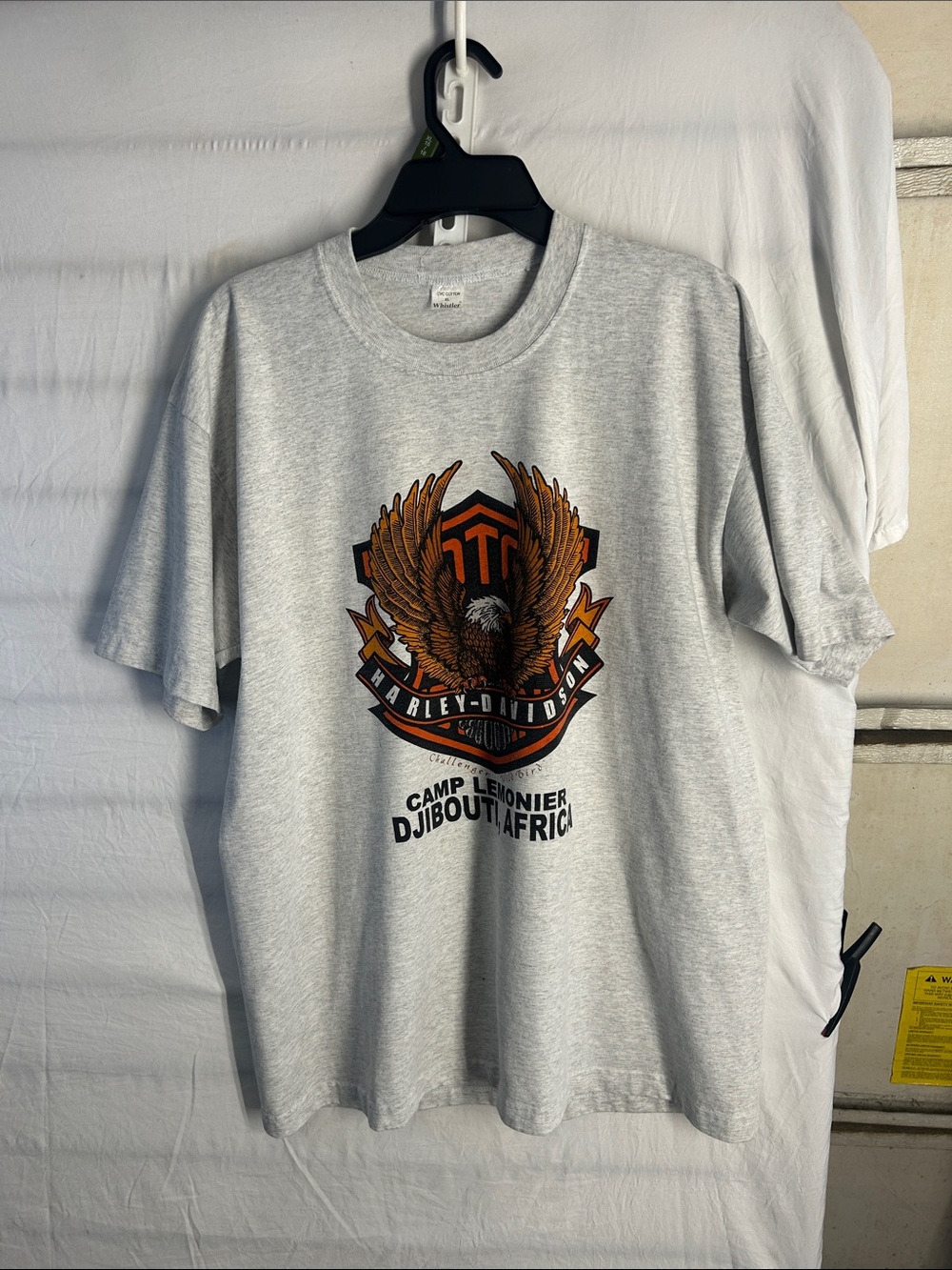 Harley-Davidson Gray Short Sleeve Tee with Orange Eagle Shield